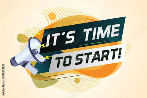 It's time to start word concept vector illustration with megaphone and 3d style, landing page, template, ui, web, mobile app, poster, banner, flyer, background, gift card, coupon, label, wallpaper 