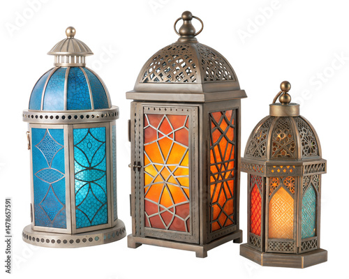 Colorful Ramadan Lanterns Glowing with Soft Light