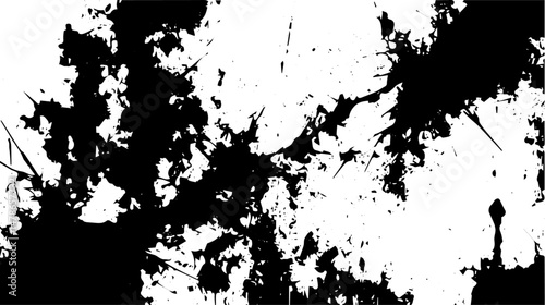 Abstract Black Ink Splatter Texture on White Background, Grunge Art Element