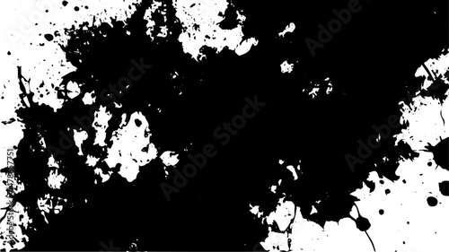 Abstract Black Ink Splatter Texture, Grunge Paint Splash Background