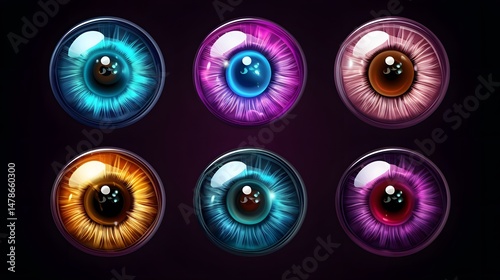 Collection of Realistic Human Eye Balls with Colorful Pupils for Professional Use
