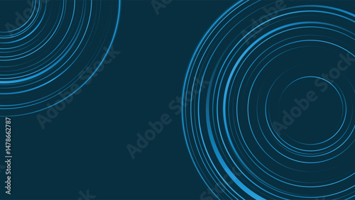 Modern abstract background with glowing blue tech circles and digital rings on dark backdrop design