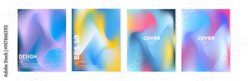 Collection of colorful abstract wave backgrounds. Light and dark combination. Cover design, poster, banner, web, card, greeting card, etc.