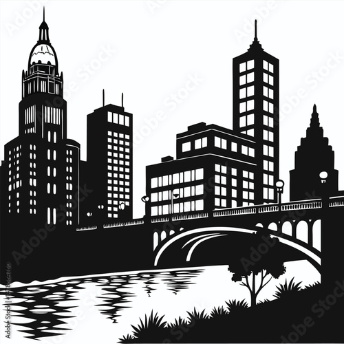 a-night-city-skyline-with-bridge-silhouettes--glow.eps