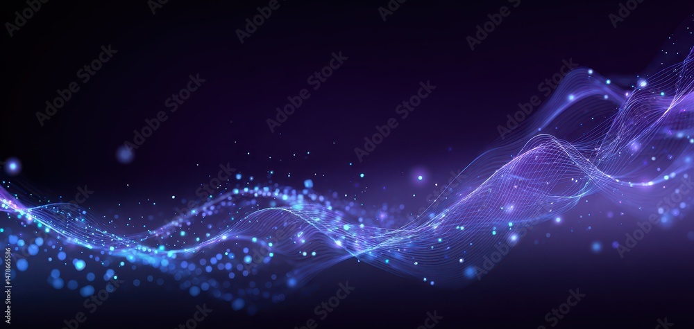 Fototapeta premium Abstract design with flowing, glowing particles.