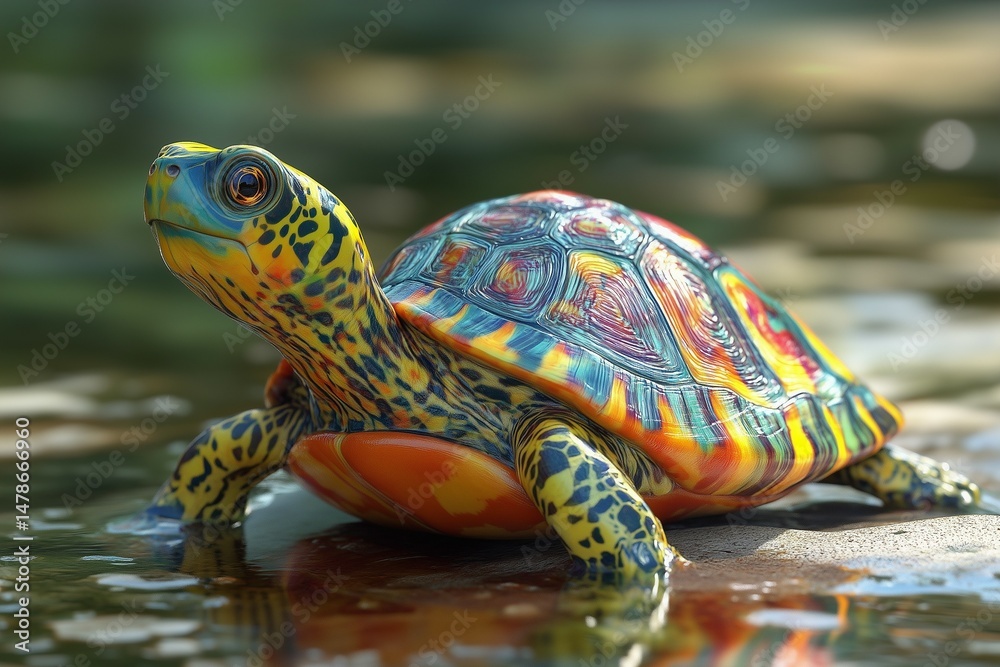 Obraz premium colorful turtle in 3d by generative ai