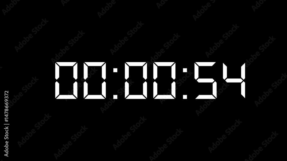 1 minutes countdown timer animation suitable for business. Featuring High-Visibility LED Display. White digital clock timer.4k motion.