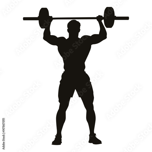 Strong man lifting barbell in gym workout
