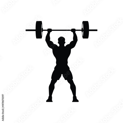 Man doing barbell lift workout silhouette