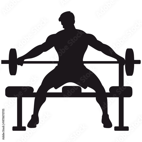 Man doing barbell bench press silhouette