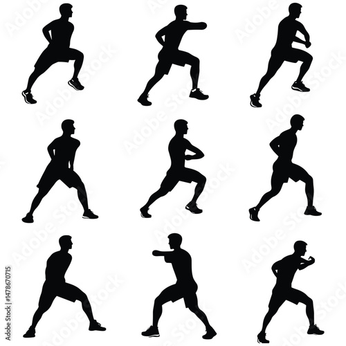 Man running silhouette in multiple poses