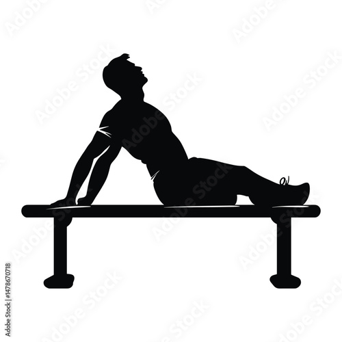 Woman doing bench exercise silhouette
