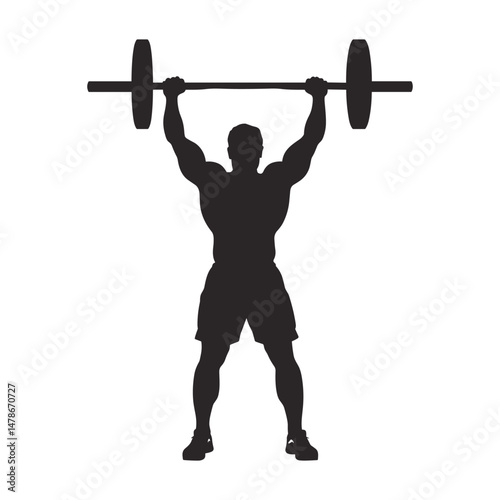 Man lifting barbell for overhead press