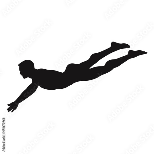 Swimmer diving into water silhouette