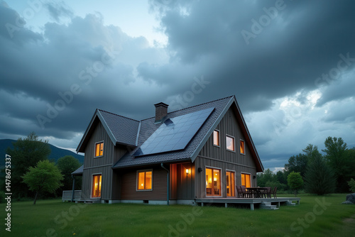 Modern Solar Powered House, Eco Friendly Sustainable Architecture, Clean Energy Living