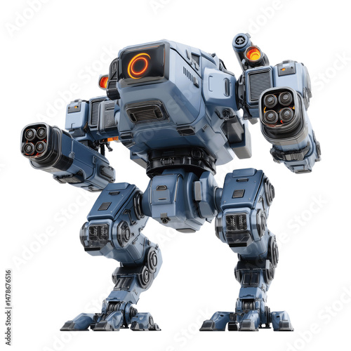 Powerful Futuristic Mech Robot, Ready for Action
