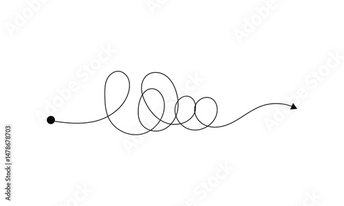 Illustration of hand drawing of tangled arrow yarn vector . Vector Illustration . EPS 20 .
