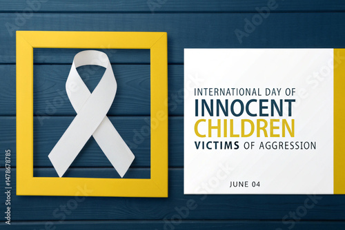 International day of innocent children victims of aggression with ribbon frame