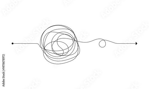 Illustration of hand drawing of tangled arrow yarn vector . Vector Illustration . EPS 20 .