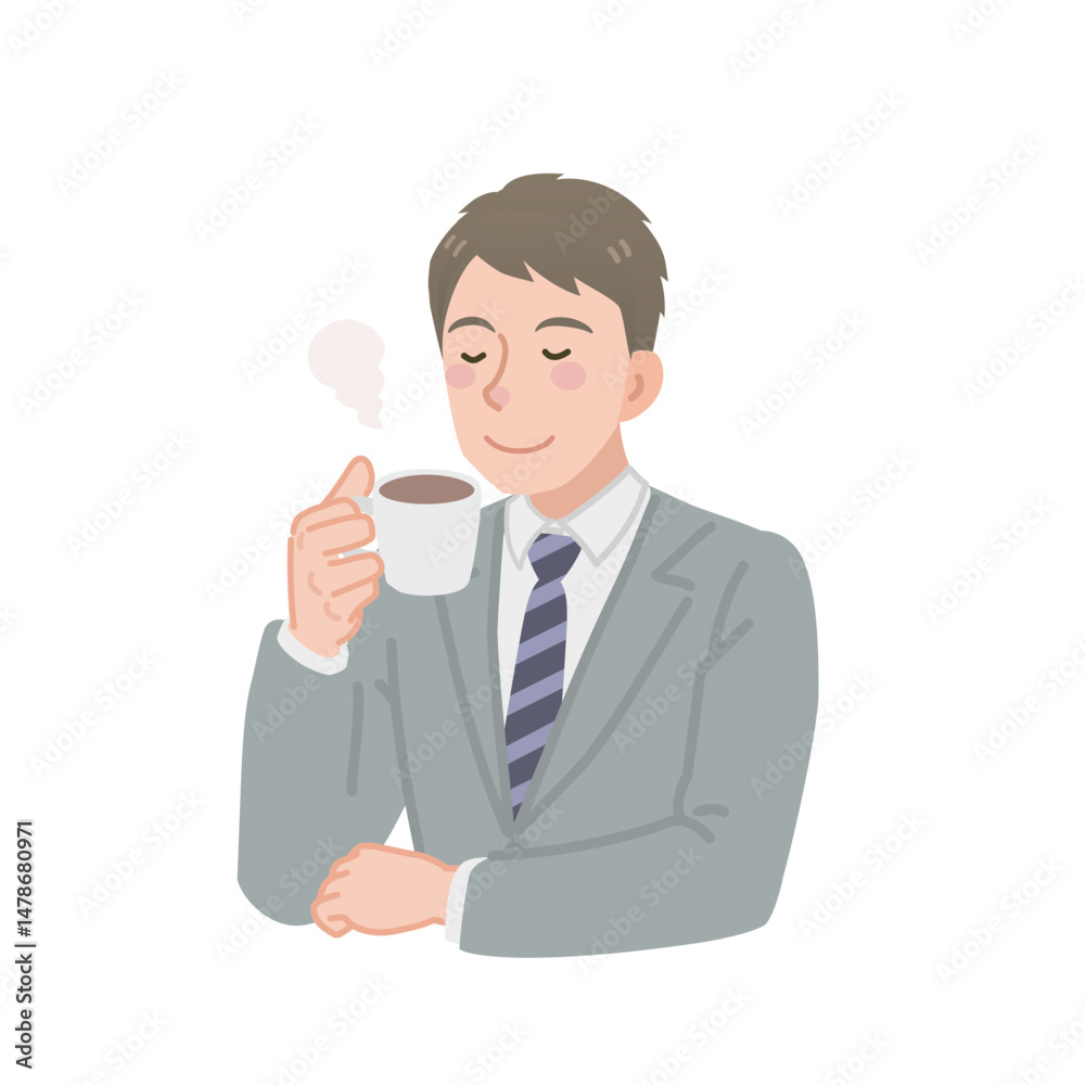 コーヒーを飲みながら休憩するビジネスマン コーヒーを飲みながら休憩するビジネスマン