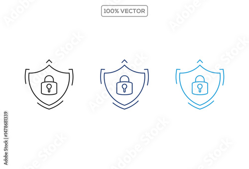 icon Safety, security, protection thin line icons. For website marketing design, logo, app, template, ui, etc. Vector illustration 7