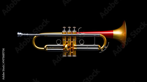 Golden Trumpet On Black Background