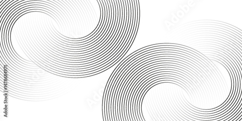 Abstract white glowing geometric lines on gray background. Modern shiny blue circle lines pattern. Futuristic technology concept. Suit for cover. eps 10
