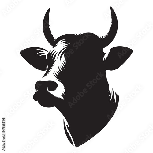 Cow graphic icon. Cow black silhouette isolated on white background. Vector illustration. animal silhouette vector.