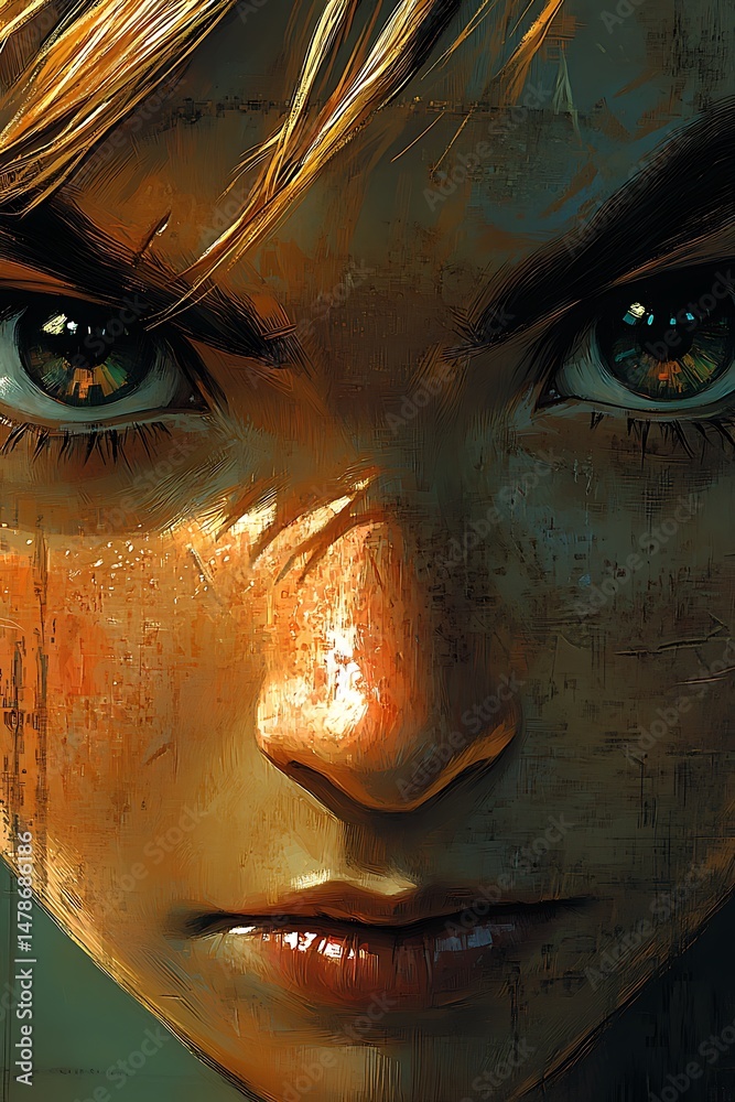 Fototapeta premium Close-up portrait of a young person