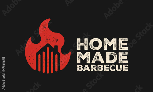 HomeGrill Logo – Rustic BBQ Fire Badge