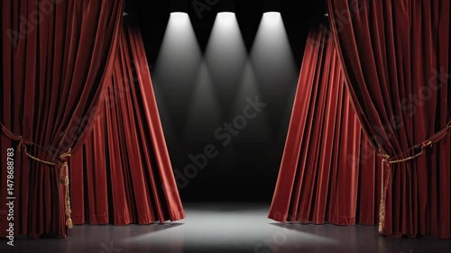 Stage with red velvet curtains