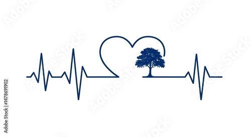 Heartbeat EKG line forms a heart shape on a medical monitor graph