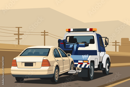 towing cars illustration flat pastel color design vector 