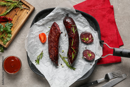 Raw blood sausage and homem...