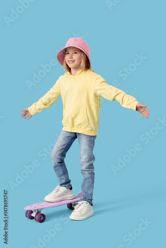 Little girl with skateboard...
