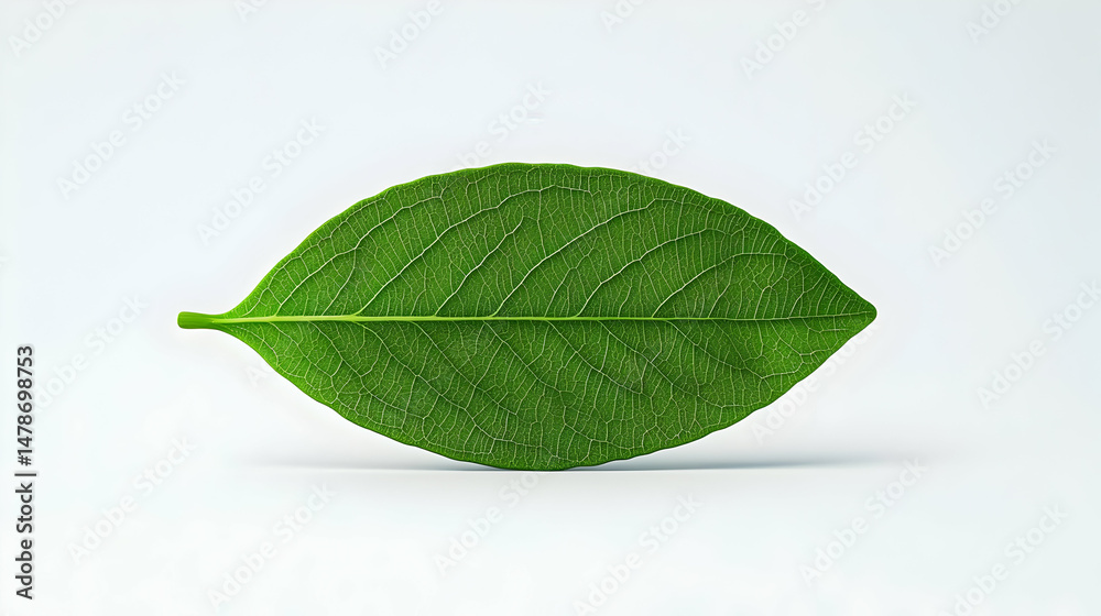 Fototapeta premium Green Natural Leaf Isolated on White Background for Eco Design