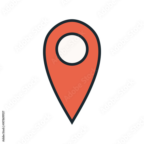 Simple geolocation icon in orange and black line art for maps, navigation, and GPS interface
