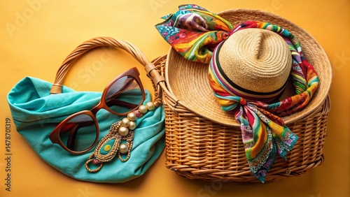 Stylish Woven Basket in Modern Fashion Photography