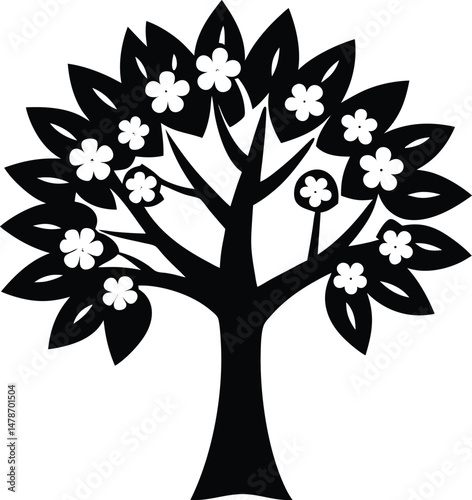 Dogwood Tree Icon Vector Art Illustration