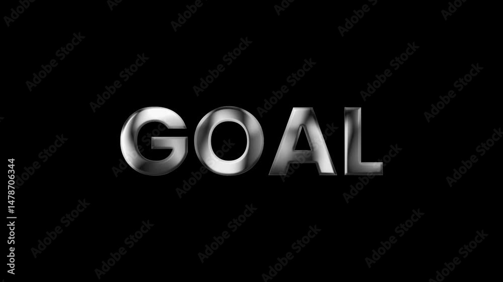 Goal celebration text animation, Transparent background. 4K resolution