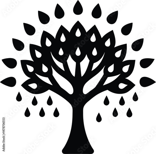 Rain Tree Icon Vector Art Illustration