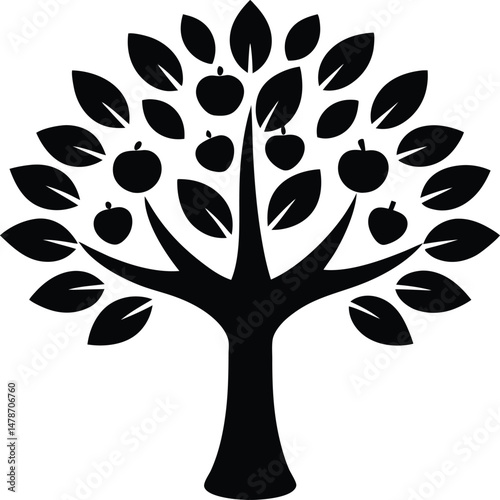 Sapodilla Tree Icon Vector Art Illustration