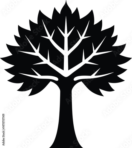 Sycamore Tree Icon Vector Art Illustration