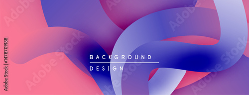 Abstract fluid shapes blend vibrant pinks, purples, blues. Modern design creates dynamic visual experience. Background text reads background design.