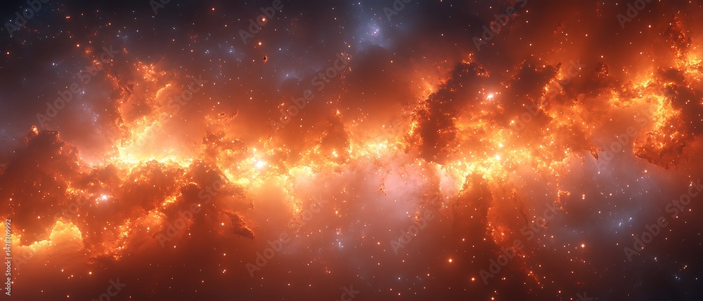 Fototapeta premium Fiery Nebula in Deep Space