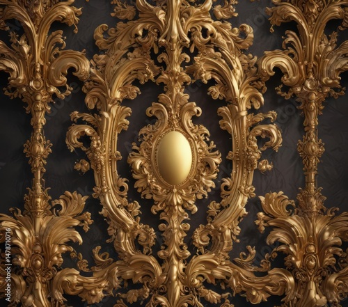 Opulent gold baroque wallpaper, rich jewel tones,  background image,  arabesque,  pattern
