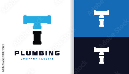 Letter T with Plumbing Logo