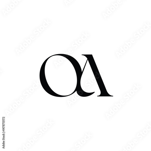 OA monogram logo design letter text name symbol monochrome logotype alphabet character simple logo