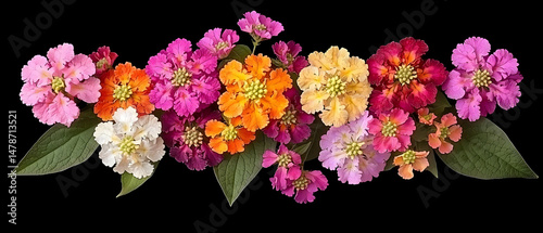 Colorful Floral Arrangement On Black Background