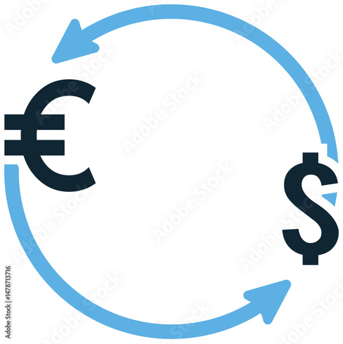 Exchange currency icon vector for global trade, forex transaction, and money conversion. Ideal for banking, travel, and financial app design.